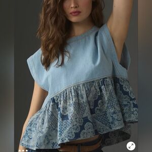 Pilcro Sleeveless Twofer Babydoll Top Size M